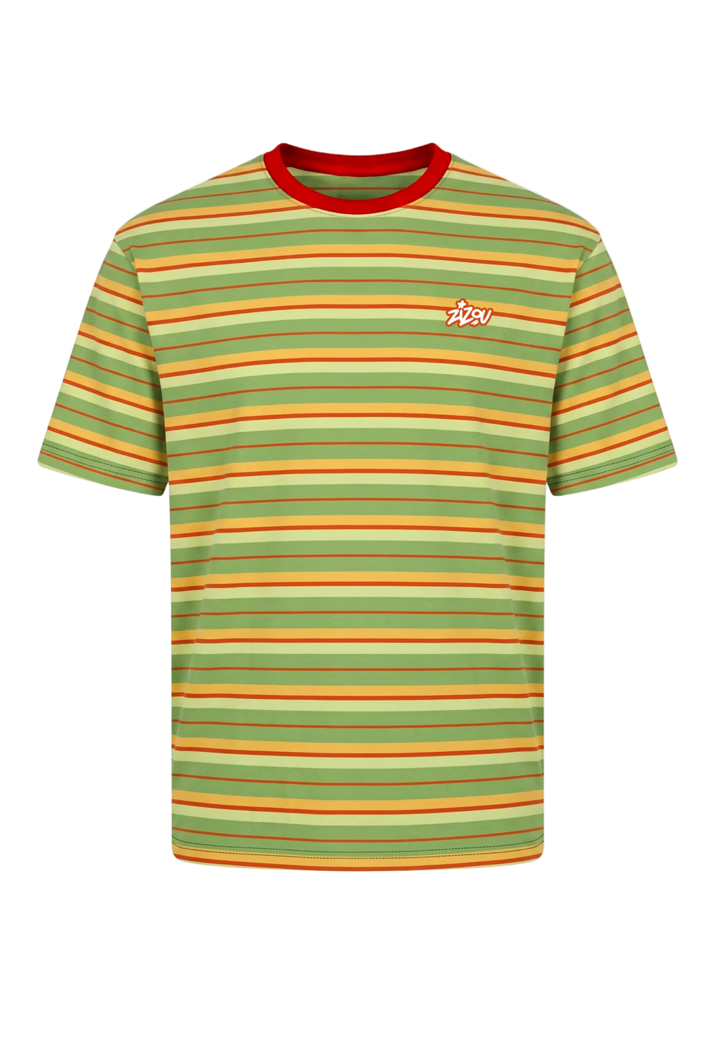 GREEN STRIPED TEE (FWTT BACKPRINT)